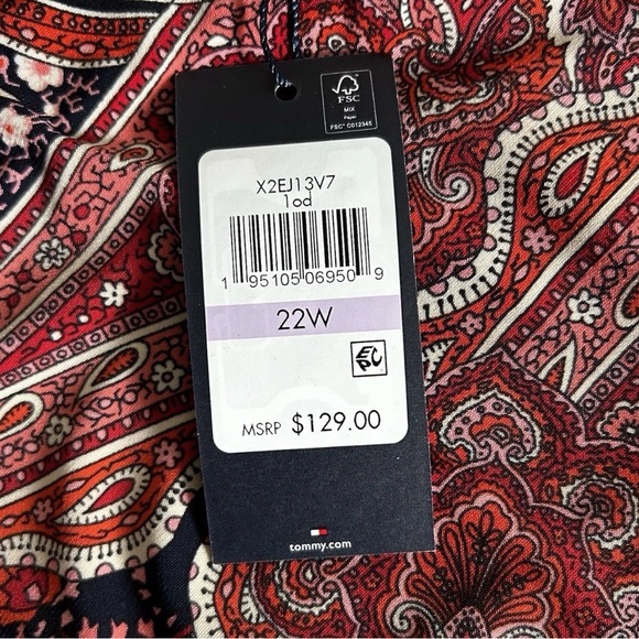 TOMMY HILFIGER Womens Twist Front Sleeveless V Neck Midi Fit + Flare Dress 22W - Picture 4 of 5